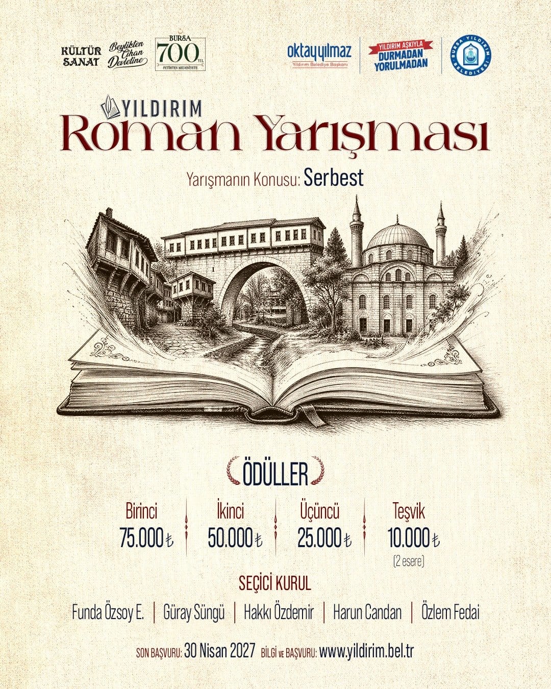 Yıldırım'da Roman Yarışmasına Davet